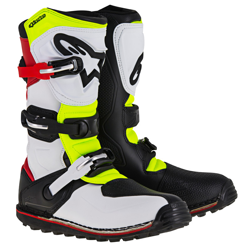 Bottes Trial Alpinestars Tech T White/Red/Yellow Fluo/Black