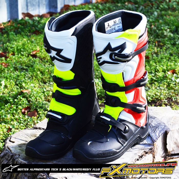 Bottes moto cross Alpinestars Tech 10 White 2014  Motovip