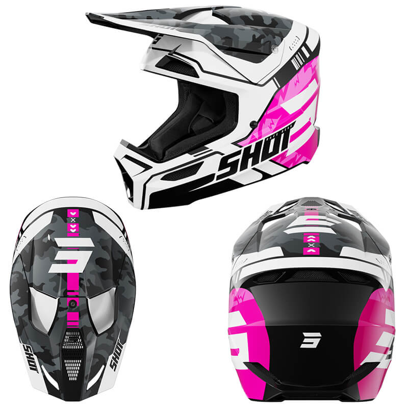 Casque Shot Rose Noir 2026 Kid Furious mx