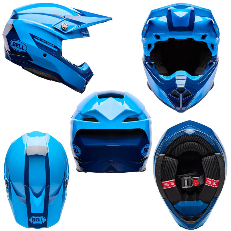 Casques bell moto 10 fade bleu cross