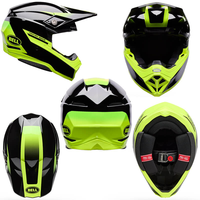 Casques bell moto 10 fade jaune noir cross