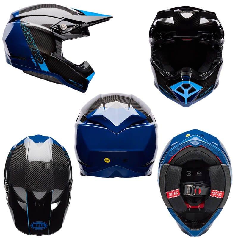 Casques bell moto 10 spherical bleu fx