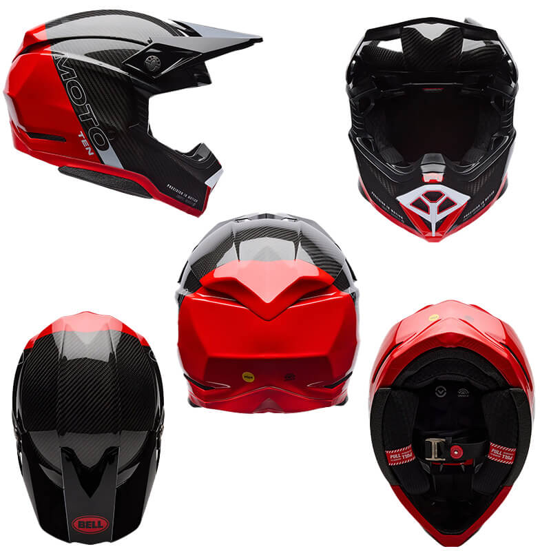 Casques bell moto 10 spherical rouge fx