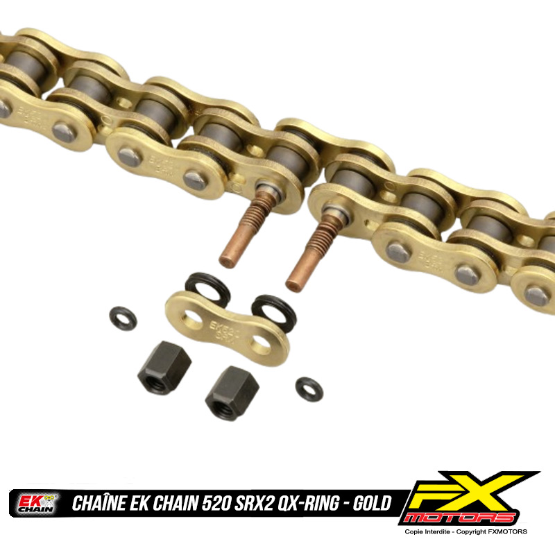 Chaine EK CHAIN 520 SXR2 QX Ring Gold Or Attache A Riveter
