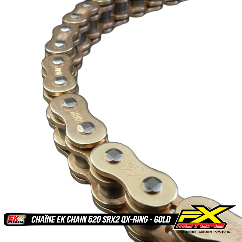 Chaine EK CHAIN 520 SXR2 QX Ring Gold Or Motocross Enduro Detail 2