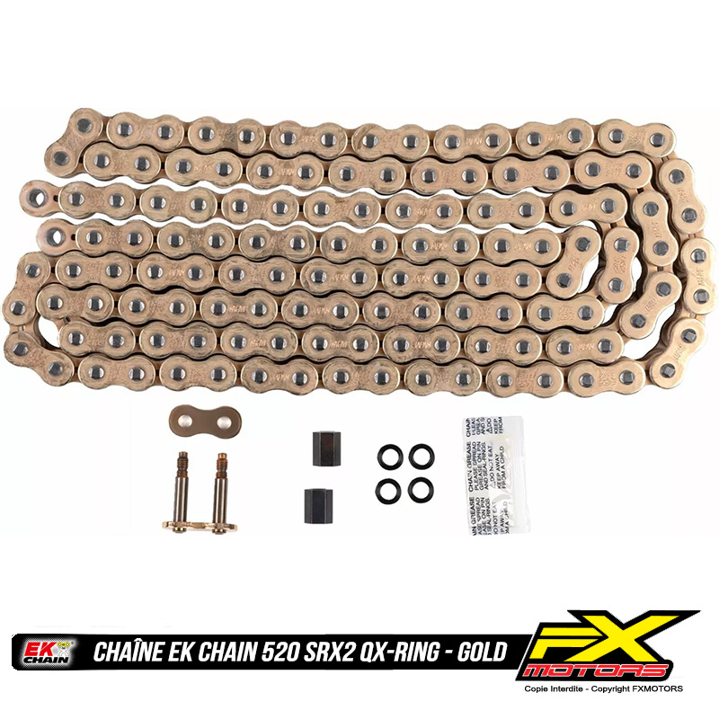 Chaine EK CHAIN 520 SXR2 QX Ring Gold Or Motocross Enduro Detail