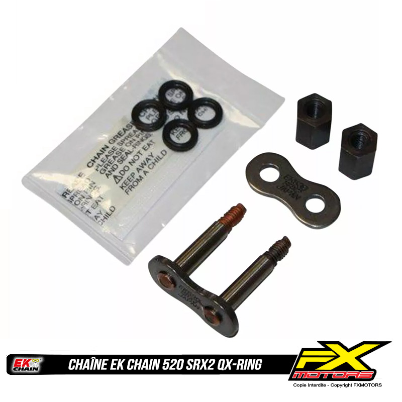 Chaine EK CHAIN 520 SXR2 QX Ring Motocross Attache A Riveter