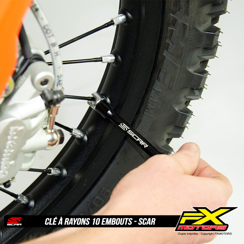 Cle A Rayons 10 Embouts Interchangeables Acier SCAR Motocross Enduro Serrage