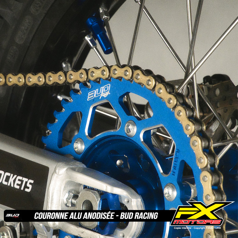 Couronne Alu BUD Anti Boue Ultra Light Anodisee Couleur BLEU YAMAHA