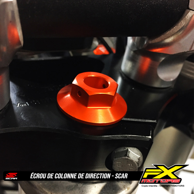 Ecrou de Colonne de Direction Anodise Motocross Enduro SCAR Orange