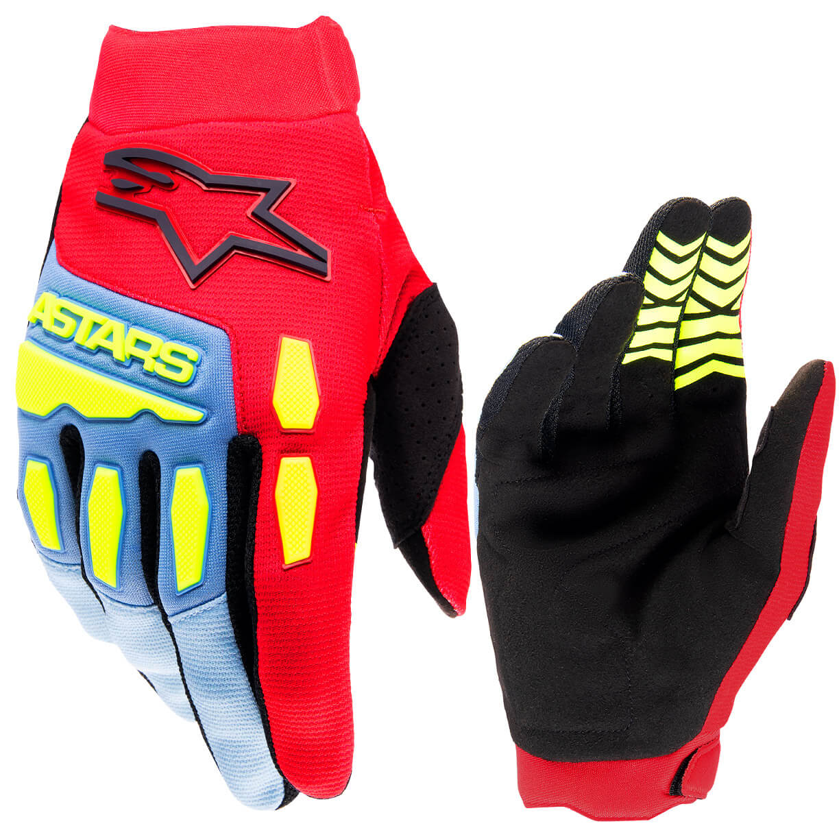 Gants Alpinestars Full Bore Rouge Jaune Fluo