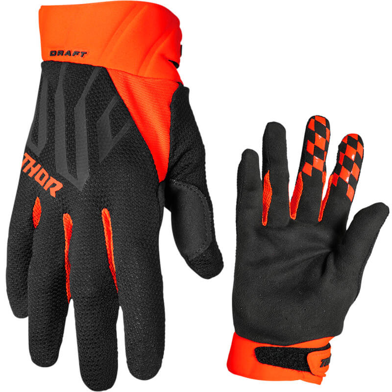 Gants Thor Mx Draft Noir Orange Fluo Cross