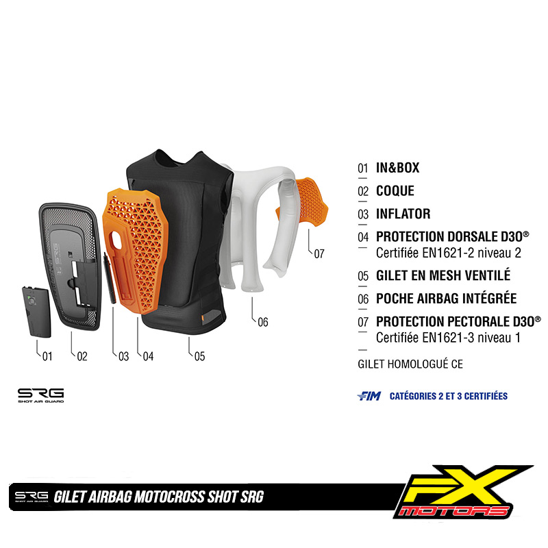 Gilet AIRBAG OFFROAD SHOT SRG Vue Details