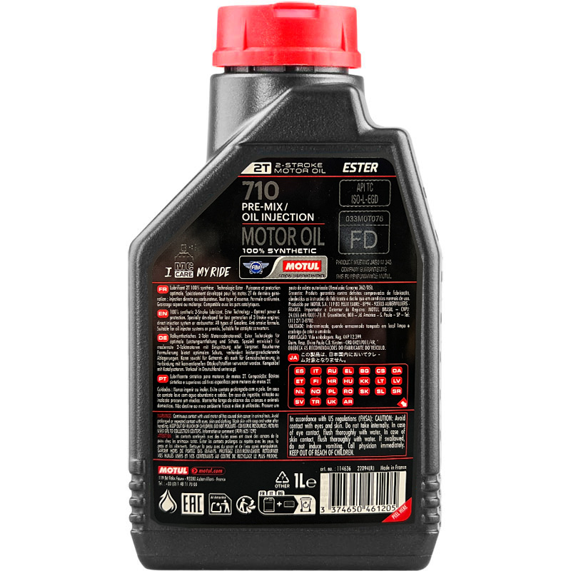 Huile Moteur 2T MOTUL 710 2026 caracteristiques