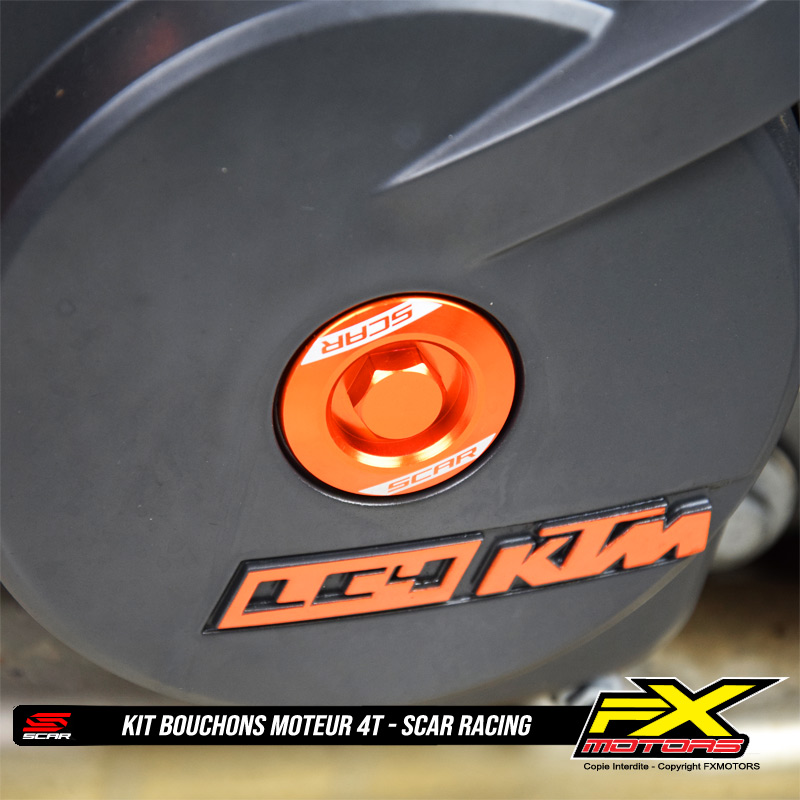 Kit Bouchons Moteur 4T Scar anodise Motocross Presentation Orange