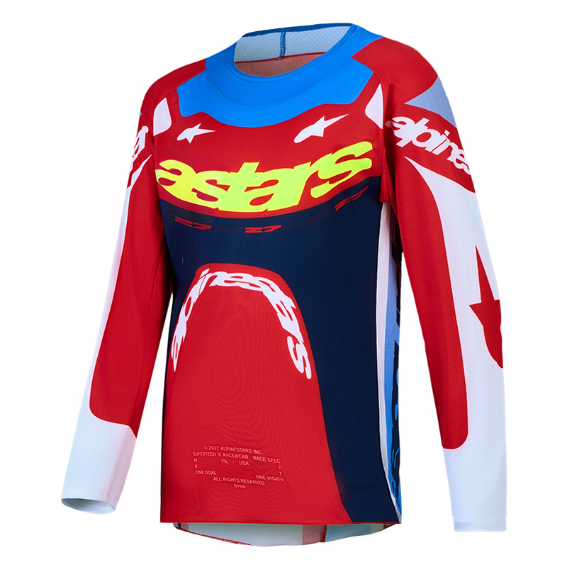 Maillot Cross Enfant Alpinestars Supertech Dyna 2027 Rouge Bleu