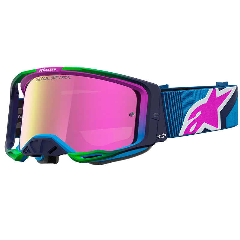 Masque Alpinestars Vision8 Maven Violet Vert Bleu Miroir