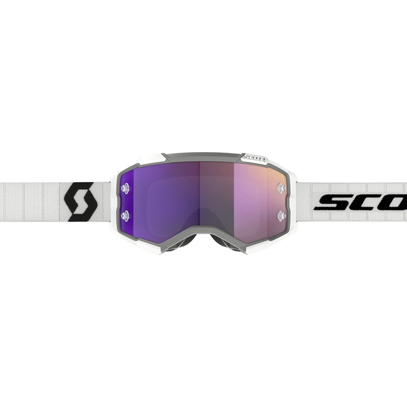 Masque Cross Scott Fury Blanc Noir Ecran Chrome Bandeau