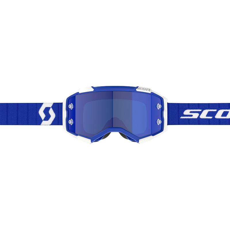 Masque Cross Scott Fury Bleu Blanc Ecran Chrome Bandeau