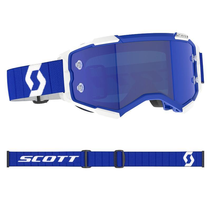 Masque Cross Scott Fury Bleu Blanc Ecran Chrome
