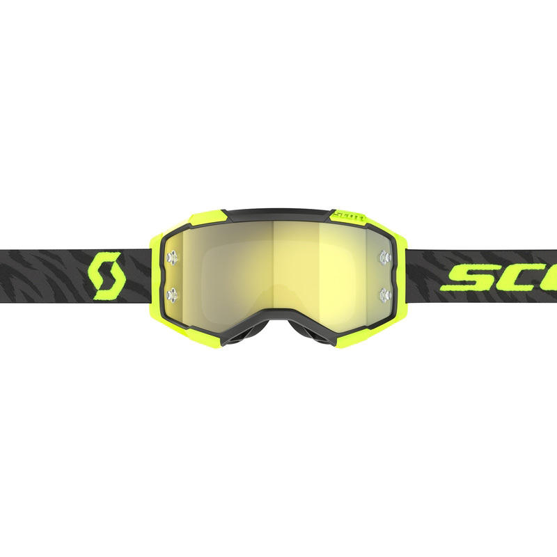 Masque Cross Scott Fury Jaune Fluo Noir Ecran Chrome Bandeau