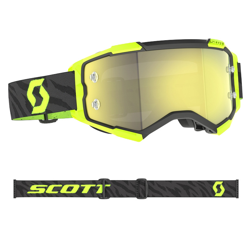 Masque Cross Scott Fury Jaune Fluo Noir Ecran Chrome