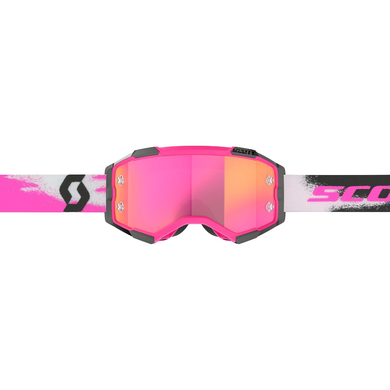 Masque Cross Scott Fury Rose Blanc Ecran Chrome Bandeau
