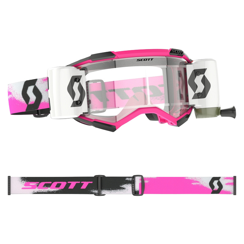 Masque Cross Scott Fury WFS Rose Blanc Roll Off