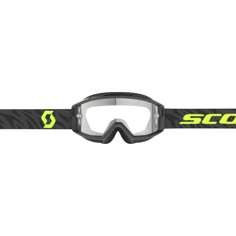 Masque Cross Scott Split OTG Ecran Clair Noir Jaune Fluo Bandeau