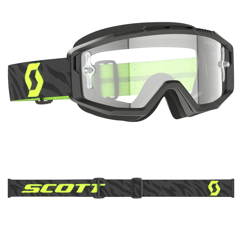 Masque Cross Scott Split OTG Ecran Clair Noir Jaune Fluo