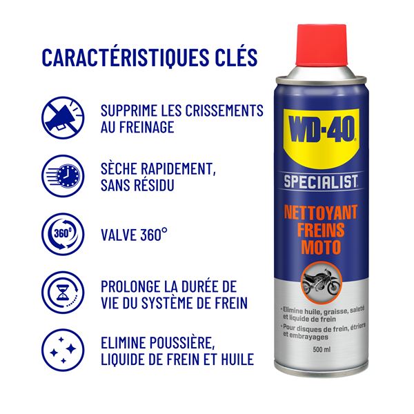 Nettoyant Freins Moto Motocross Enduro WD40 caracteristiques.png