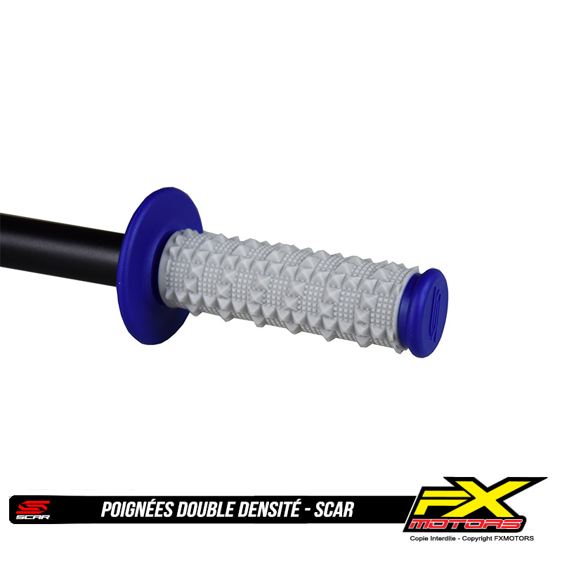 Poignees Motocross Enduro Double Densite SCAR Bleu