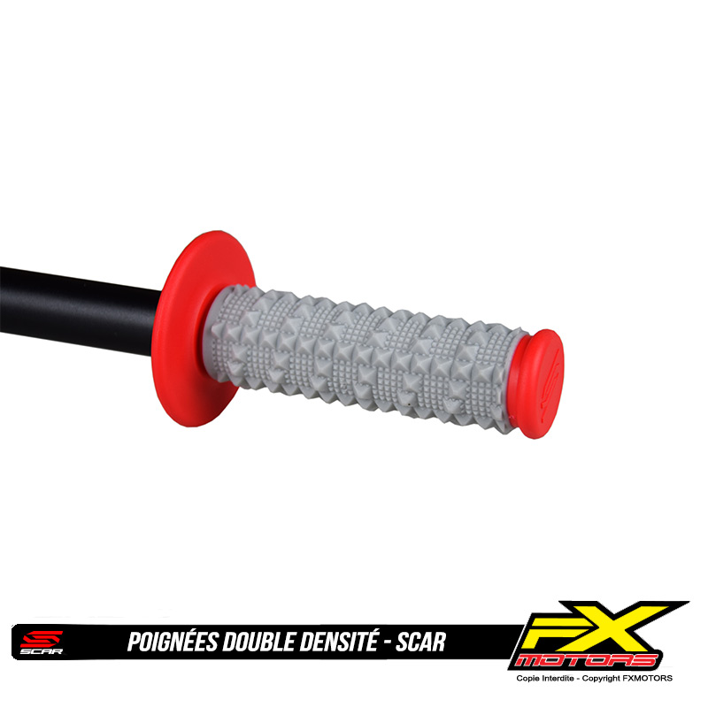 Poignees Motocross Enduro Double Densite SCAR Rouge