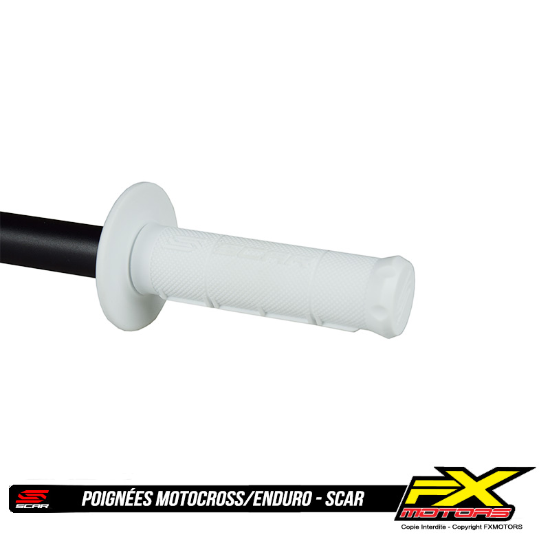 Poignees Motocross Enduro SCAR Simple Densite Blanc