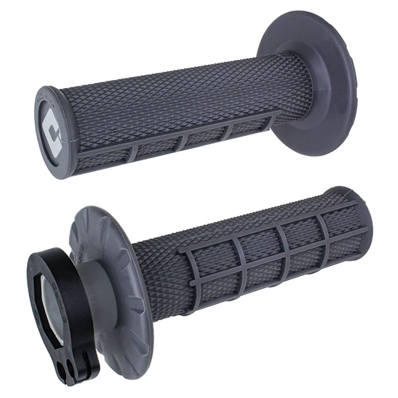 Poignees ODI Lock On Half Waffle V2 Motocross Enduro Gris