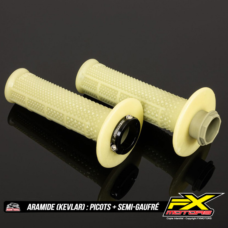 Poignees RENTHAL MX R Works Lock On Aramide Kevlar Picots Semi Gaufre