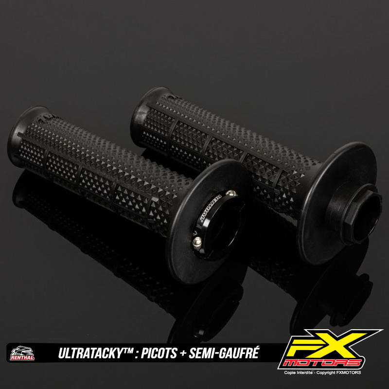 Poignees RENTHAL MX R Works Lock On UltraTacky Picots Semi Gaufre
