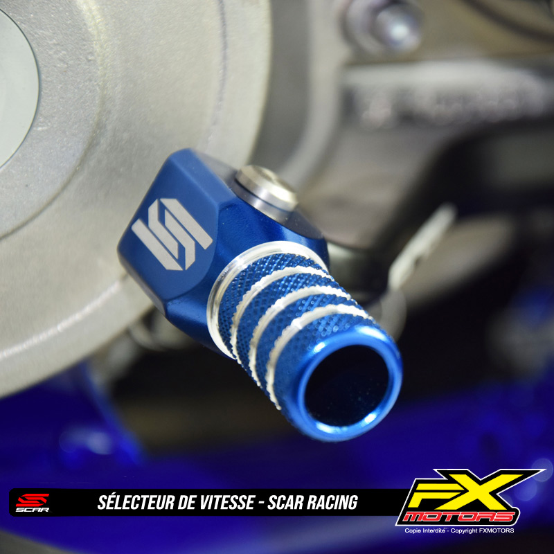 Selecteur de vitesse Motocross Enduro Anodise SCAR Racing Bleu Embout