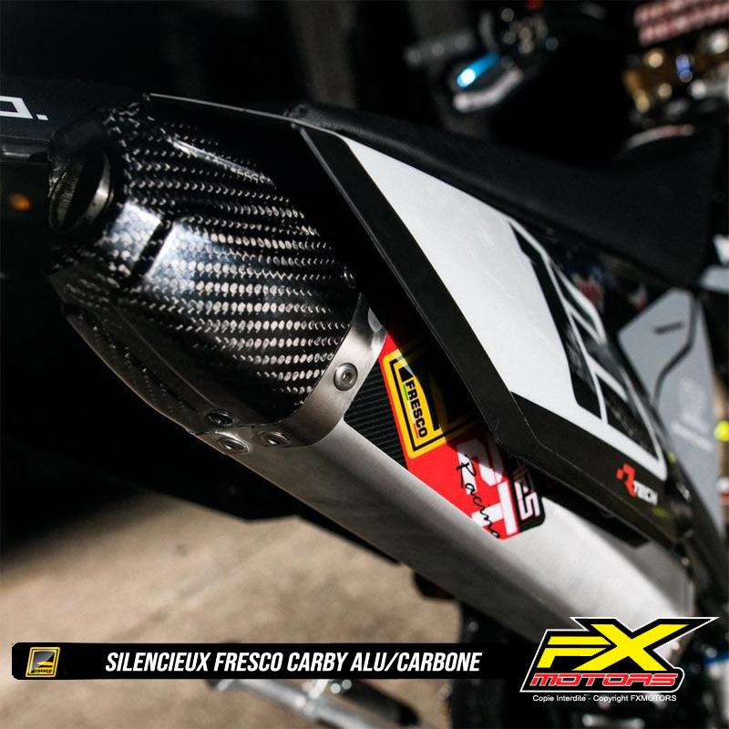 Silencieux FRESCO Motocross Enduro Carby Aluminium Carbone 