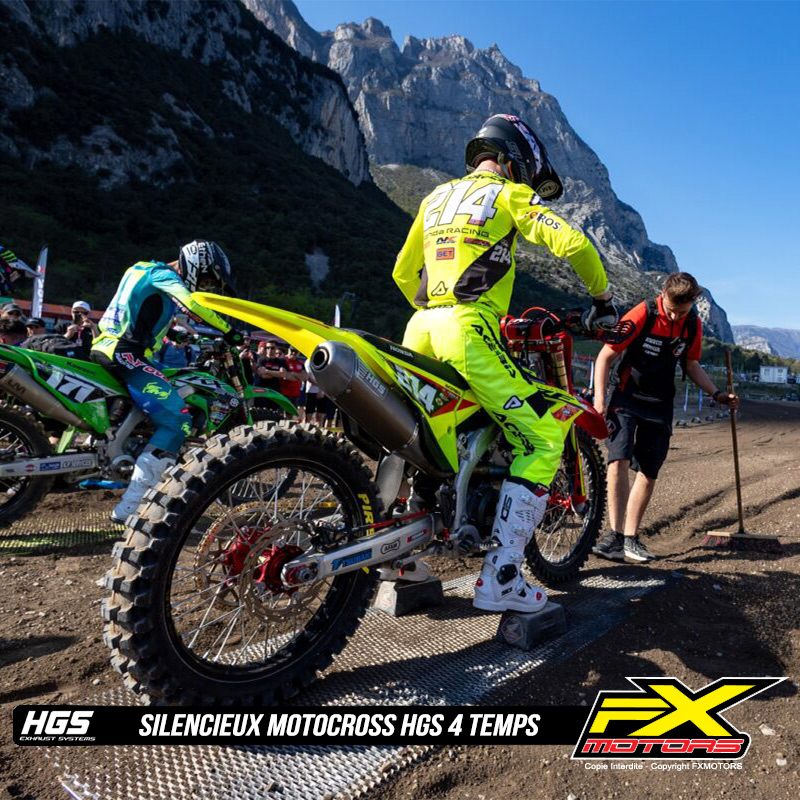 Silencieux Motocross HGS 4 Temps 4T Acier Inox HONDA CRF R Gajser