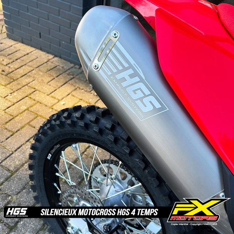 Silencieux Motocross HGS 4 Temps 4T Acier Inox HONDA CRF R