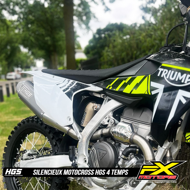 Silencieux Motocross HGS 4 Temps 4T Acier Inox TRIUMPH TF250X TF450X