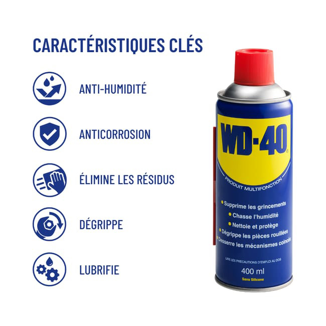 Spray WD 40 400ml Anti Rouille Degripant Caracteristiques