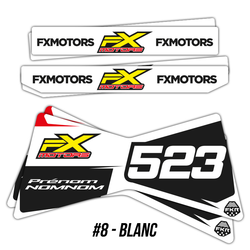 Stickers Personnalises Trepied Motocross Enduro FKR Blanc