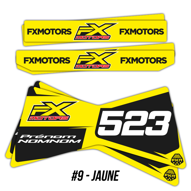 Stickers Personnalises Trepied Motocross Enduro FKR Jaune