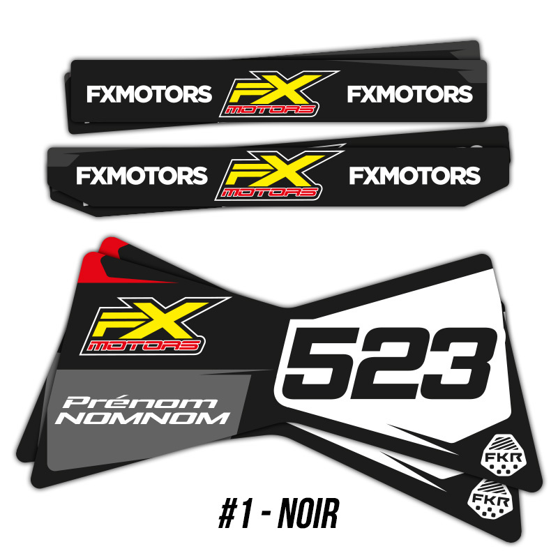 Stickers Personnalises Trepied Motocross Enduro FKR Noir