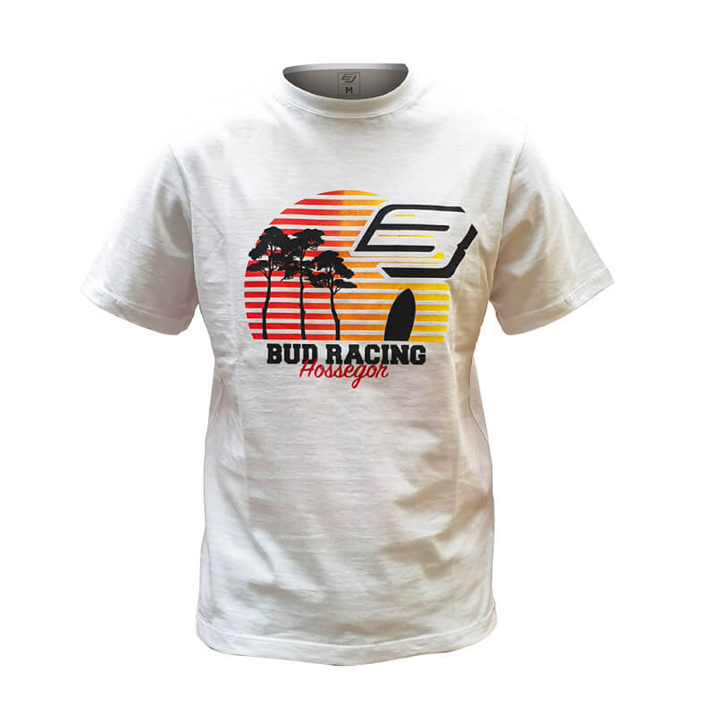 T Shirt Bud Racing Sunset Blanc