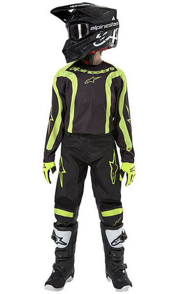 alpinestars enfant racer lurv noir jaune fluo sx