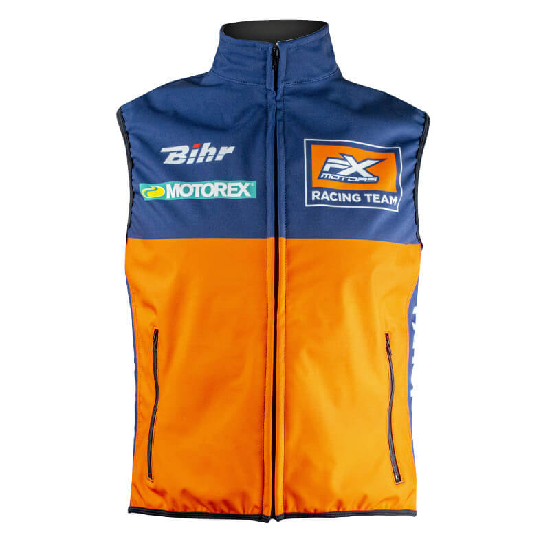 bodywarmer enfant fxmotors bleu marine orange ktm 2020