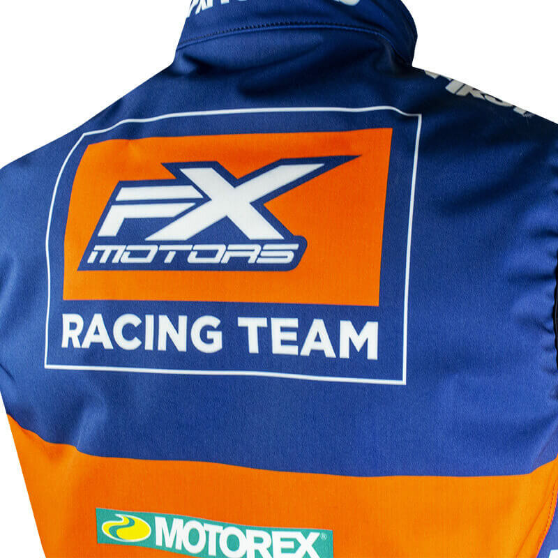 bodywarmer enfant fxmotors bleu marine orange racing team